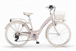 MBM vélo MBM Vélo Primavera 2017 pour Femmes, Cadre en Aluminium, 6 Vitesses, Panier Inclus, Deux Tailles et Six Couleurs Disponibles (Rose, H43 (Pneu 26"))