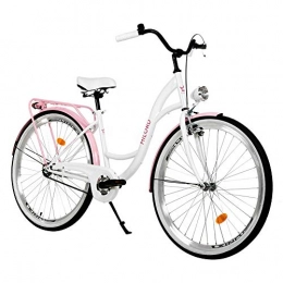Milord Bikes vélo Milord. 26" 3 Vitesses Blanc Rose Vlo de Confort Bicyclette Femme Vlo de Ville Retro Vintage