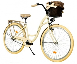 Milord Bikes vélo Milord. 28" 1 Vitesse Crme Brun Vlo de Confort avec Panier Bicyclette Femme Vlo de Ville Retro Vintage