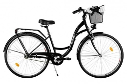 Milord Bikes vélo Milord. City Comfort Vélo pour femme style hollandais avec porte-arrière, 1 vitesse, noir, 66 cm