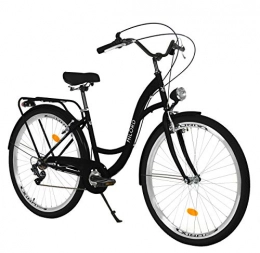 Milord Bikes vélo Milord. Vélo Confort Noir à 7 Vitesse de 28 Pouces avec Porte-Bagages arrière, vélo néerlandais, vélo pour Femme, vélo de Ville, rétro, Vintage