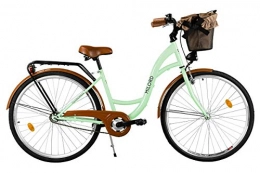 Milord Bikes vélo Milord. Vélo de Confort avec Panier Bicyclette Femme City Bike Vélo de Ville, 1 Vitesse, Menthe, 26 Pouces