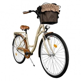 Milord Bikes vélo Milord. Vélo de Confort avec Panier, Byciclette, Vélo Femme, Vélo de Ville, 1 Vitesse, Marron, 28 Pouces