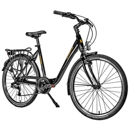 Leaderfox vélo Velo Musculaire City Bike 26 Leader Fox domesta 2023 Femme Noir 7v Cadre alu 17 Pouces (Taille Adulte 165 à 173 cm)