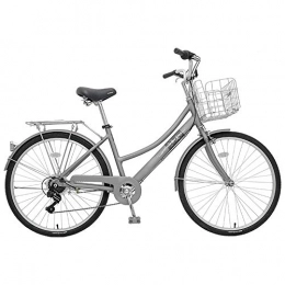 MLSH vélo Vélo homme & femme rétro, vélo de sport étudiant de 26 pouces en alliage d'aluminium de dureté élevée, vélo extérieur 7 vitesses - gris