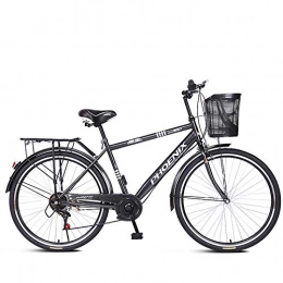 ZZD vélo Vélos de banlieue 7 vitesses pour hommes et femmes, vélos de ville confortables en acier au carbone avec changement de vitesse au guidon et doubles freins pour les sorties et le travail, Glass black