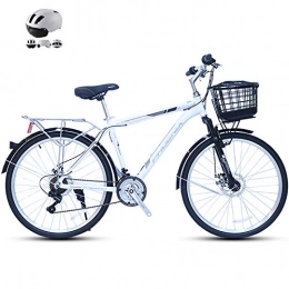 ZZD vélo ZZD Vélo de Ville pour Femme 21 Vitesses, 26 Pouces en Alliage d'aluminium Vélo de Banlieue léger et Confortable avec Frein à Disque et Fourche Avant amortissante, Blanc