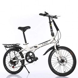 LFANH Vélos pliant 20" Pliable Lightweight Dames Vélos, Ville Vélos Compact Urban Commuter Vélos Portables 6 Vitesse Légère VTT pour Adultes / Étudiants, Noir, Blanc