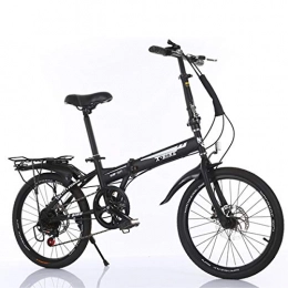 LFANH Vélos pliant 20" Pliable Lightweight Dames Vélos, Ville Vélos Compact Urban Commuter Vélos Portables 6 Vitesse Légère VTT pour Adultes / Étudiants, Noir, Noir