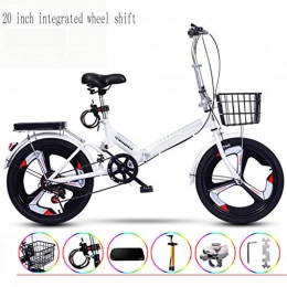 PHY Vélos pliant 20 Pouces Intégré Déplacement Roue Ultraléger Portable Pliant Vélo pour Adultes avec Auto Installation, Blanc