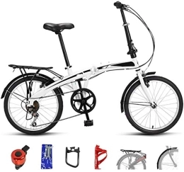 RENXR vélo 20Inch Mountain Bike Vélo Pliant 7 Vitesses Double Disque De Frein Vélo À Suspension Hors Route Vélos À Vitesse Variable pour Les Hommes Et Les Femmes, Blanc