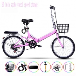 PHY vélo 21INCH Vitesse Spokeweel Changement Ultraléger Portable Pliant Vélo pour Adultes avec Auto Installation, Rose