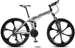 giyiohok Vélos pliant 26 pouces Vélos de montagne en acier à haute teneur en carbone Softtail vélo pliant hors route vélo de montagne siège réglable cadre en acier à haute teneur en carbone Double amortisseur-Noir blanc