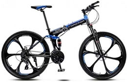 giyiohok Vélos pliant 26 pouces Vélos de montagne en acier à haute teneur en carbone Softtail vélo pliant hors route vélo de montagne siège réglable cadre en acier à haute teneur en carbone Double amortisseur-Noir Bleu