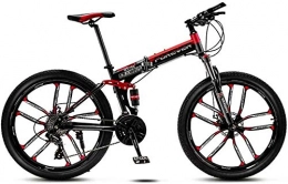 giyiohok Vélos pliant 26 pouces Vélos de montagne en acier à haute teneur en carbone Softtail vélo pliant hors route vélo de montagne siège réglable cadre en acier à haute teneur en carbone Double amortisseur-Noir rouge
