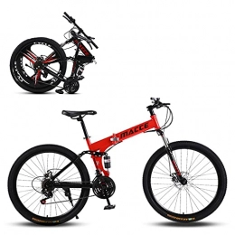 SHUI vélo 26'' Vélos De Montagne Pliant, VTT 21 / 24 / 27 Vitesses, Se Plie Rapidement, Facile À Mettre dans Le Coffre De La Voiture Et Profitez du Plaisir De Rouler Red-21sp