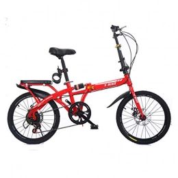 AIAI Vélos pliant AIAIⓇ Vélo Pliant Adulte Mini Poids léger Portable Hommes et Femmes Roue de Voiture Freins à Disque Vitesse 48cm - Rouge