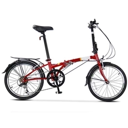 AOHMG Vélos pliant AOHMG 20'' vélo Pliant, 6- Vitesses Adultes Cadre en Acier léger Ville Compact Commuter Pliable vélo, avec Porte-Bagages arrière, Red