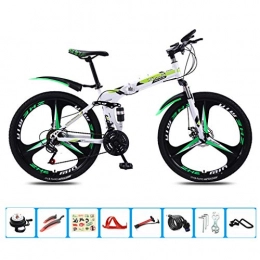 AOHMG Vélos pliant AOHMG 24'' vélo Pliant, Vitesses 21- Cadre en Acier léger Pliable Vélo de Montagne Unisexe, avec Fenders / résistant à l'usure des pneus, Green
