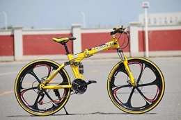 BLTR vélo BLTR Pratique Vélo de Montagne Ultra-léger Pliable 4 Variables Vitesse Double Frein Pliant vélo for Homme et Femmes vélo Adulte Haute qualité (Color : Yellow 6 Blade, Size : 24)