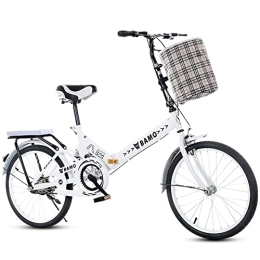 CKCL Vélos pliant CKCL Vélo Pliant - Vélo léger pour Hommes et Femmes de 20 Pouces pour Jeunes étudiants Faisant du vélo avec siège arrière + Panier, pour Les Amis, Blanc