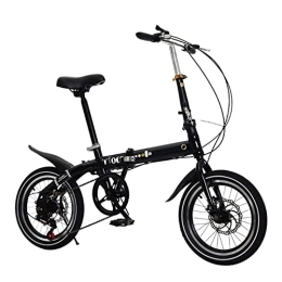 CKCL vélo CKCL Vélos pliants - Petit vélo 16" à 7 Vitesses avec Freins à Double Disque, vélos légers pour Hommes et Femmes, vélos pour étudiants avec Garde-Boue, Meilleurs Cadeaux pour Les Amis, Noir