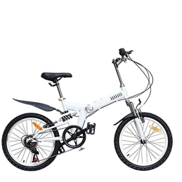 COUYY vélo COUYY Vélo Pliante de 20 Pouces, vélo de Montagne Pliable Portable Ultra-léger, vélo de Montagne entièrement Absorbant à 6 Vitesses de 20 Pouces, vélo pour Adultes, Blanc