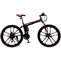 DADHI Vélos pliant DADHI Vélo de Montagne Pliant de 26 Pouces, vélo de Trail à Changement de Vitesse en Acier, Assemblage Facile, adapté aux Adolescents et aux Adultes (Black Red 30 Speed)