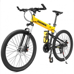 DJYD vélo DJYD Adulte Enfants Mountain Bikes, Aluminium Suspension Avant Cadre Hardtail VTT, Vélo de Montagne Pliant, siège réglable, Noir, 29 Pouces 30 Vitesse FDWFN (Color : Yellow, Size : 26 inch 27 Speed)