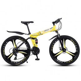 DQWGSS Vélos pliant DQWGSS Vélo Pliant Absorbant Les Chocs De 26 Pouces, Vélo Adulte À Une Roue À Vitesse Variable, Vélo Portable en Acier Au Carbone, Utilisé pour Les Sorties Et Les Sorties, Jaune, 24 Speed