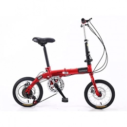 DQWGSS Vélos pliant DQWGSS Vélo Pliant De 14 Pouces, Vélo Pliant Portable Ultra-Léger pour Adulte À Vitesse Variable, Guidon Et Siège Réglables, Adapté Aux Adolescents Et Aux Adultes, Rouge