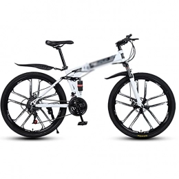 DQWGSS Vélos pliant DQWGSS Vélo Pliant en Acier Au Carbone De 26 Pouces, Vélo Portable Absorbant Les Chocs, Vélo Adulte À Une Roue À Vitesse Variable, Adapté Aux Adolescents Et Aux Adultes, Blanc, 24 Speed