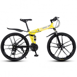 DQWGSS Vélos pliant DQWGSS Vélo Pliant en Acier Au Carbone De 26 Pouces, Vélo Portable Absorbant Les Chocs, Vélo Adulte À Une Roue À Vitesse Variable, Adapté Aux Adolescents Et Aux Adultes, Jaune, 21 Speed