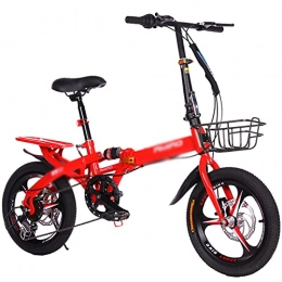 DQWGSS Vélos pliant DQWGSS Vélo Pliant, Vélo Unisexe en Acier Au Carbone, Vélo Pliant À Une Roue À Vitesse Variable, Utilisé pour L'extérieur Et l'exercice, Rouge, 16in