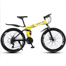 Dsrgwe Vélos pliant Dsrgwe VTT, Mountain Bike, Cadre en Acier au Carbone, vélos Pliables hardtails, Suspension Double Frein à Disque et Double, 26" Roue (Color : Yellow, Size : 27 Speed)