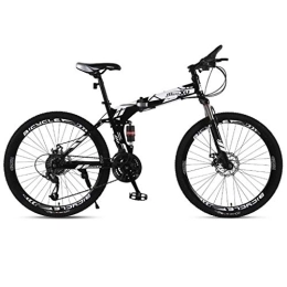 Dsrgwe Vélos pliant Dsrgwe VTT, Vélos de Montagne 26inch, Pliable Hardtail Montagne Vélos, Cadre en Acier au Carbone, Double Frein à Disque et Double Suspension (Color : Black+White, Size : 21 Speed)