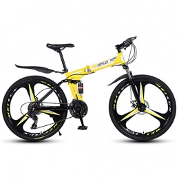 Alapaste Vélos pliant Durable Entreprise Sécurité Fiable Haute-Acier Au Carbone Vélo, Frein à Double Disque Avant Et Arrière Vélo, 34.1 Pouces 27 Vitesses Faible Bruit Pliable VTT-Jaune 34.1 Pouce.27 Vitesse