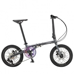EASSEN vélo EASSEN Vélo de montagne pliable de 40, 6 cm, cadre en aluminium 9 vitesses avec double freins à disque, fourche avant antidérapante absorbant les chocs, charge de 150 kg pour homme et femme