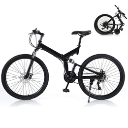 Futchoy vélo Futchoy VTT pliable de 66 cm pour adultes - 21 vitesses - Avec double frein à disque - Cadre en acier à haute teneur en carbone - Vélo pliable à suspension complète - Noir