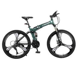 GUOE-YKGM Vélos pliant GUOE-YKGM Outroad VTT for Adultes Ados, 26 Pouces Vélo VTT Vélo 24 Vitesse Vélo Pliant Pleine Suspension VTT Vélo for Hommes / Femmes (Color : Green)