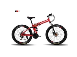 Générique Vélos pliant Générique Vélo de Montagne pour Hommes, vélo de 26 po à 3 Rayons, Cadre en Acier à Haute teneur en Carbone, vélo Pliant à Double Suspension 21 / 24 / 27 Vitesses, Unisexe avec Disque, Rouge, 21 Vitesses