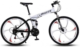 H-ei Vélos pliant H-ei Adultes VTT 26 VTT Pliant vélos avec Cadre de Suspension Haut en Acier au Carbone, Double vélo Frein de vélo 21 Vitesses (Color : White)