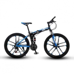 Hxx vélo Hxx Vlo de Montagne, Freins Disque Double Unisexe de 24"vlo Cadre en Acier Haute teneur en Carbone Absorption de Chocs Double et rapide21, BlackBlue