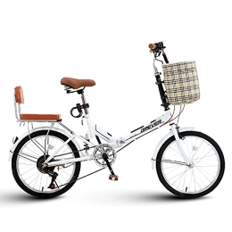 JAMCHE Vélos pliant JAMCHE Vélo Pliable 20 Pouces, Vélo de Ville Portable Adulte, Vélo Pliant Unisexe en Acier au Carbone, Vélo Pliant pour Hommes Femmes Étudiants et Navetteurs Urbains, Blanc