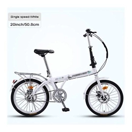 JHNEA vélo JHNEA 20 Pouces Vélo Pliant, Cadre en Acier au Carbone Pliable vélos à Garde Boue et Siège Réglables Vélo de Ville Pliant, White