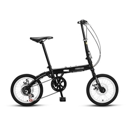 JHNEA vélo JHNEA 6 Vitesses Pliable vélos, avec Siège Réglables 16 Pouces Vélo Pliant Cadre en Acier au Carbone Vélo de Ville Pliant, Black