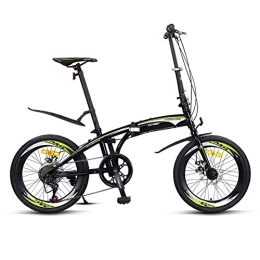 JHNEA vélo JHNEA 7 Vitesses Vélo Pliant, 20 Pouces Pliable vélos à Cadre en Acier au Carbone Siège Réglables et Garde Boue Adulte Unisexe, Black