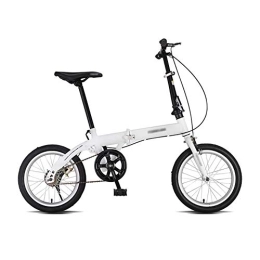 JHNEA vélo JHNEA Pliable vélos, avec Siège Réglables 16 Pouces Vélo Pliant Cadre en Acier au Carbone Vélo de Ville Pliant, White