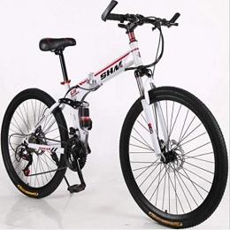 JLFSDB vélo JLFSDB VTT Vélo de Montagne Mountain Bike 26" Ravine de VTT Pliable Vélo de Montagne Unisexe vélo 21 Vitesses Cadre en Acier au Carbone Double Frein à Disque Pleine Suspension (Color : B)