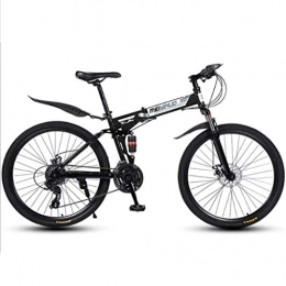 JLFSDB vélo JLFSDB VTT Vélo de Montagne Mountain Bike Pliable Ravine Bike 26" Double Frein à Disque Double Suspension Montagne Vélos, 21 24 27 Vitesses Cadre en Acier au Carbone (Color : Black, Size : 21 Speed)